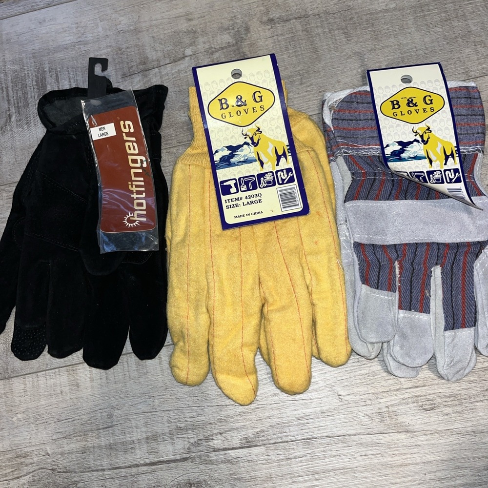 Vtg‎ BG  Workman's gloves. Mens L, Lot Of Three NWT